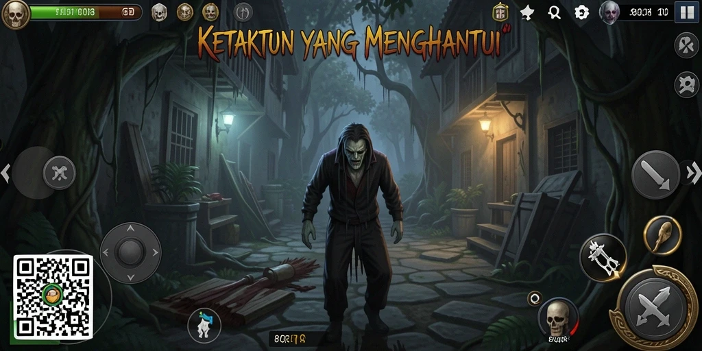 Tampilan gameplay 8QR yang menegangkan dan menyeramkan.