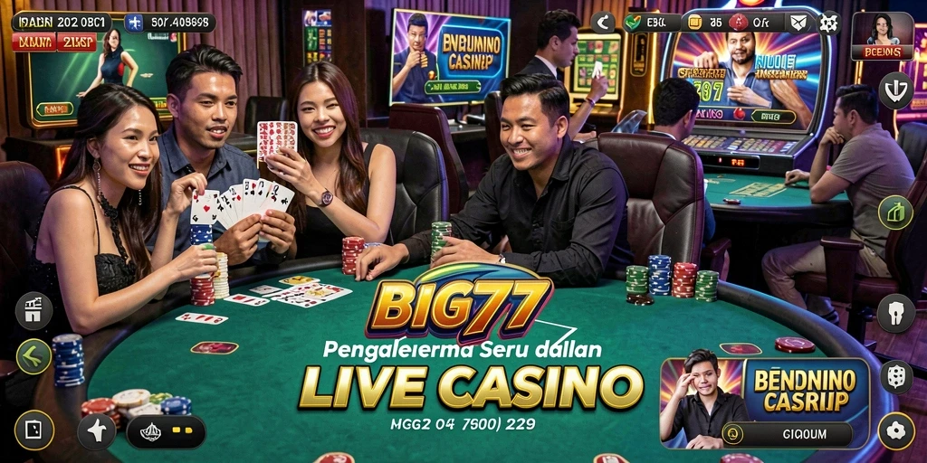 Screenshot utama BIG77 menampilkan gameplay Live Casino yang mendebarkan.