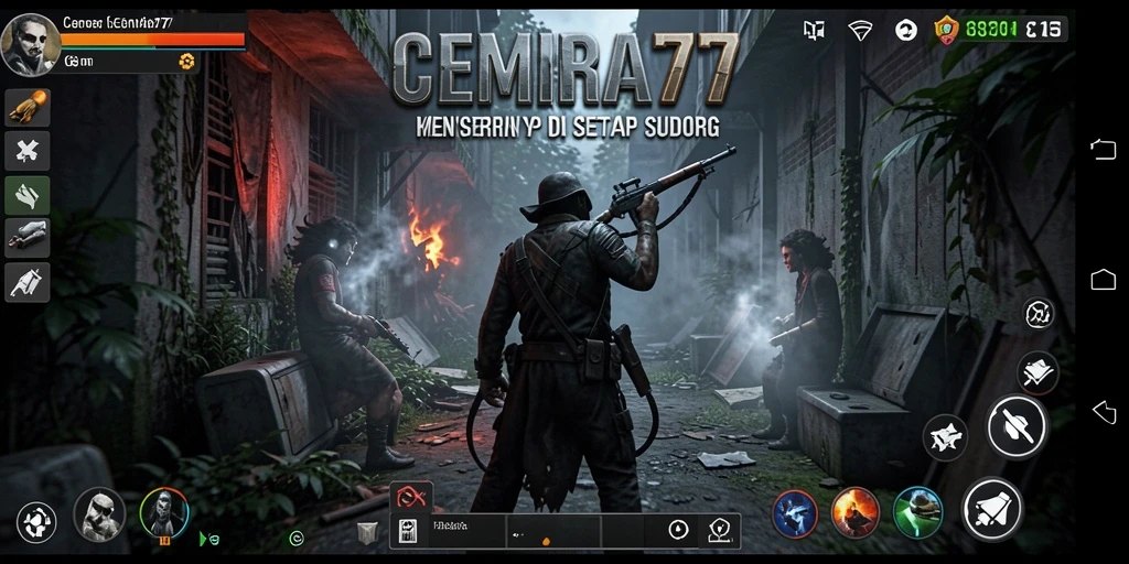 Screenshot gameplay CEMARA77 menampilkan suasana horor yang mencekam.