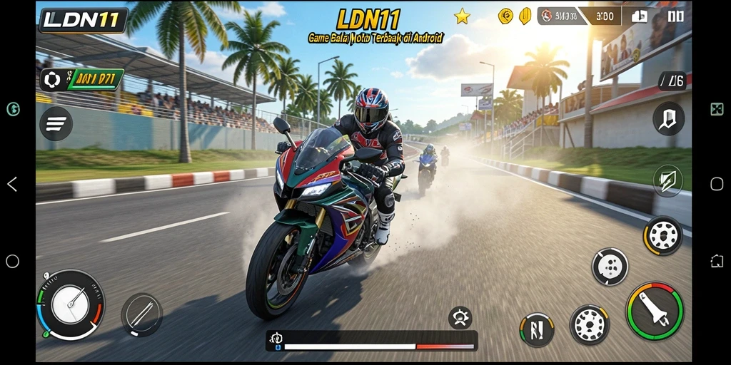 Tampilan menarik dari gameplay balap motor yang seru.