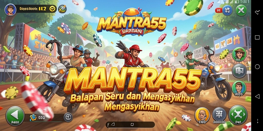 Screenshot dari gameplay balapan seru di MANTRA55.