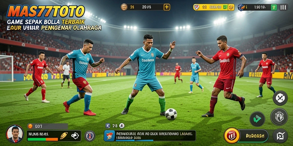 Screenshot MAS77TOTO menampilkan pertarungan seru di lapangan sepak bola.