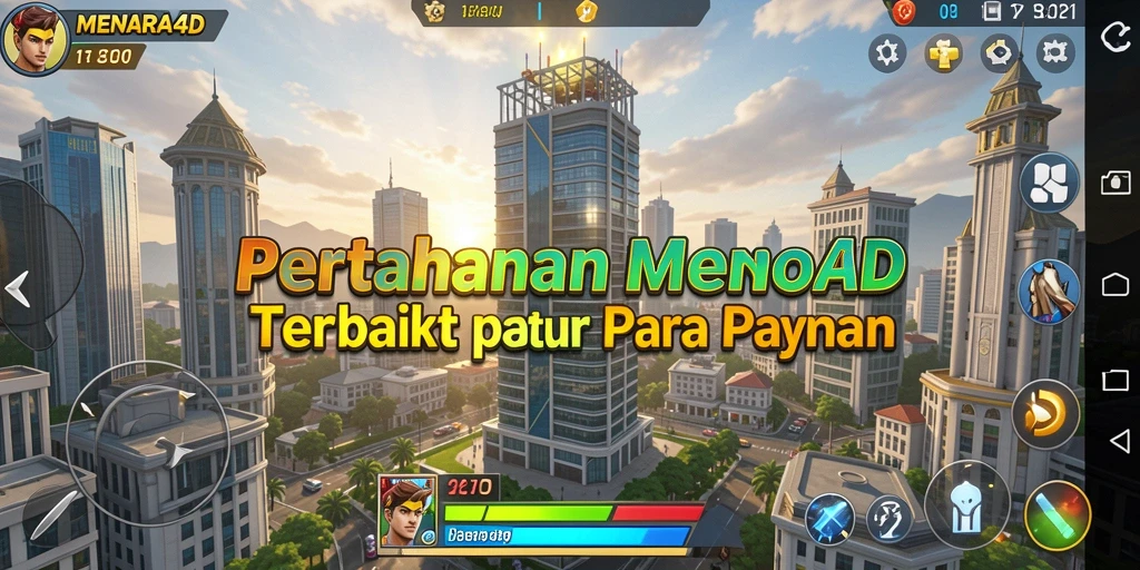 Tampilan gameplay seru dalam MENARA4D dengan strategi tower defense.