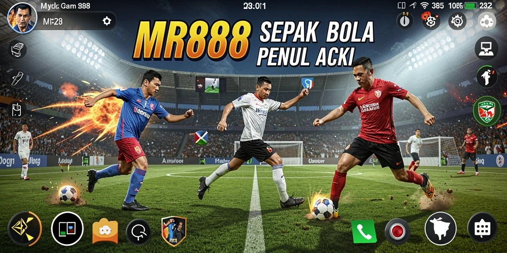 Tampilan gameplay menegangkan di lapangan sepak bola.