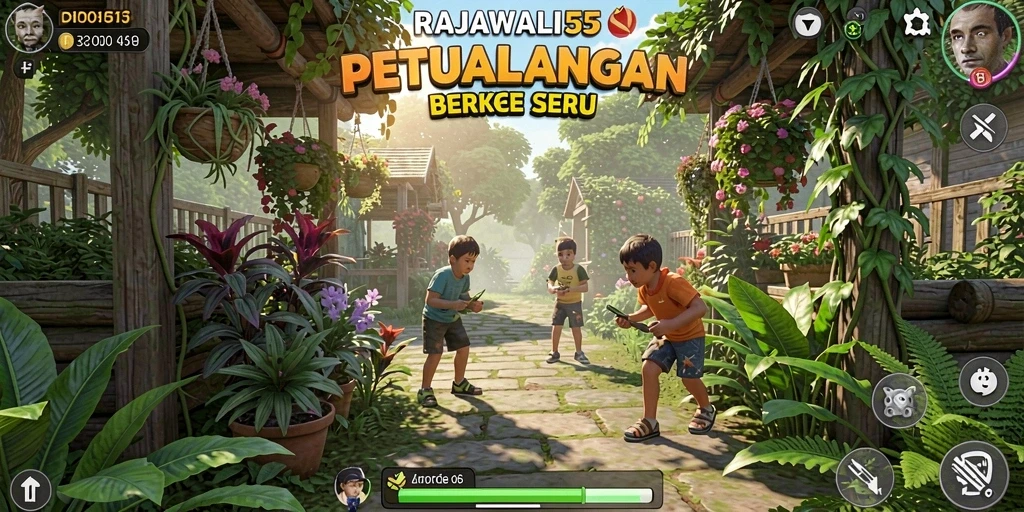 Tangkapan layar RAJAWALI55 menampilkan aktivitas berkebun yang seru.