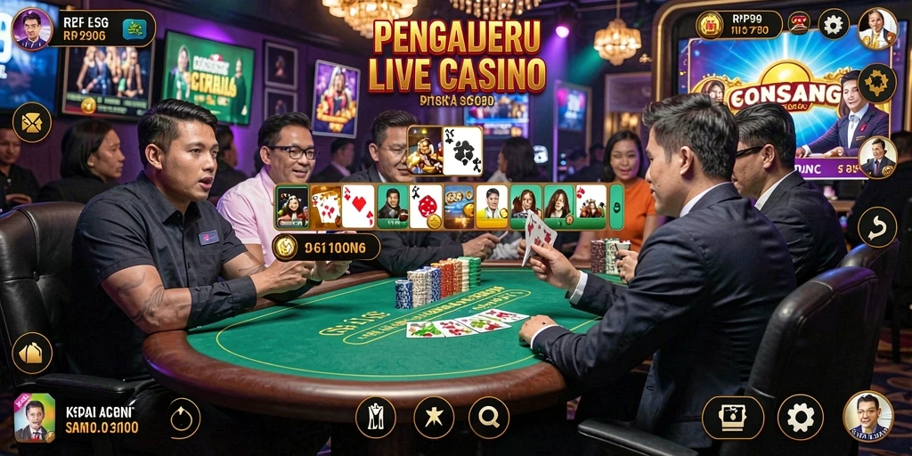 Tangkapan layar utama RP99 menampilkan gameplay Live Casino yang menarik.
