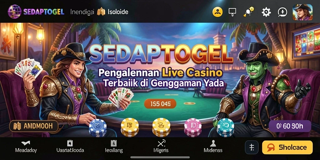 Tampilan gameplay utama SEDAPTOGEL dalam suasana Live Casino yang seru.