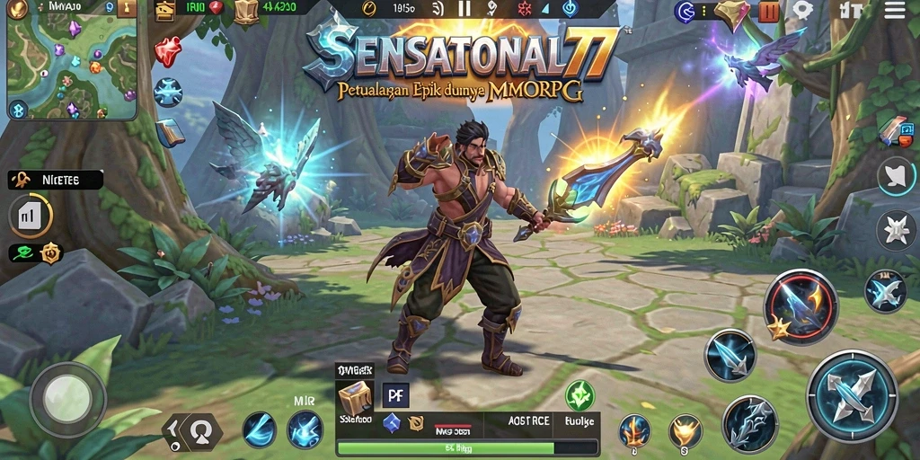 Tampilan aksi seru di SENSATIONAL77 saat pemain bertarung melawan monster.