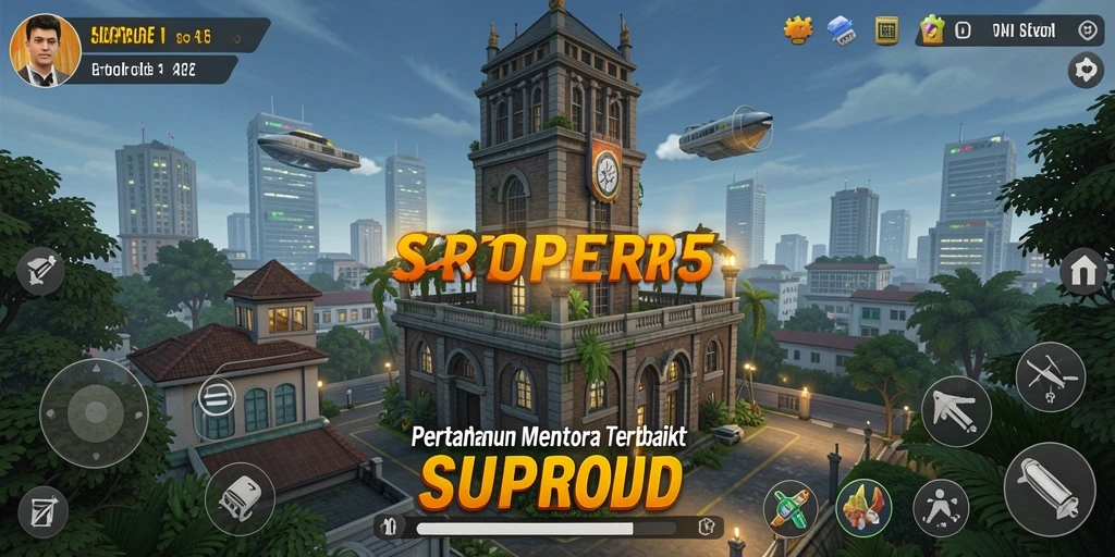 Tampilan gameplay SUPER5 yang menarik dalam pertarungan Tower Defense.