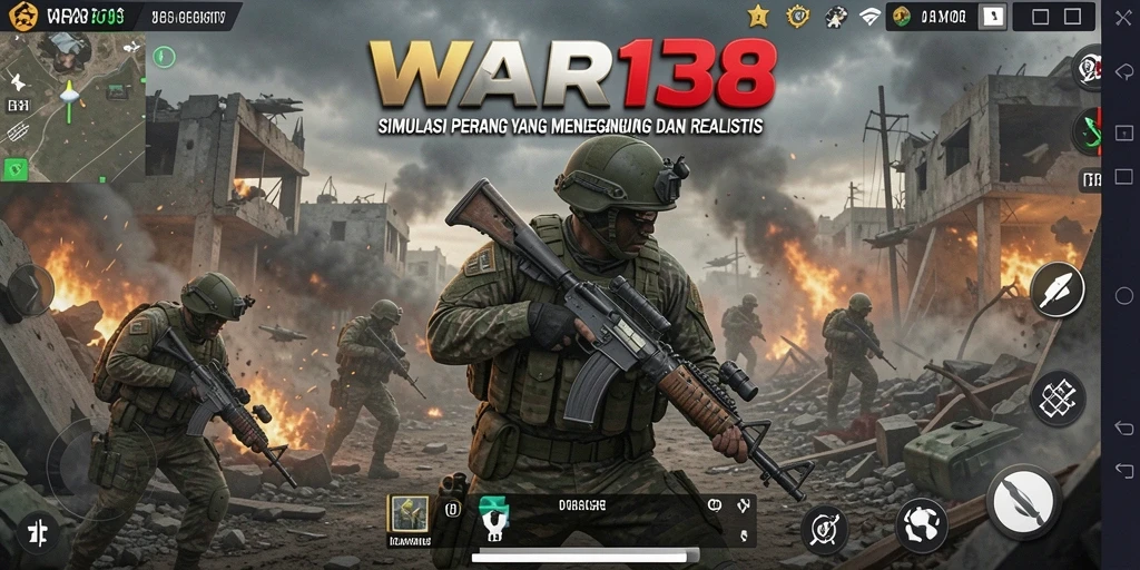 Tampilan menarik dari gameplay simulasi perang di WAR138.