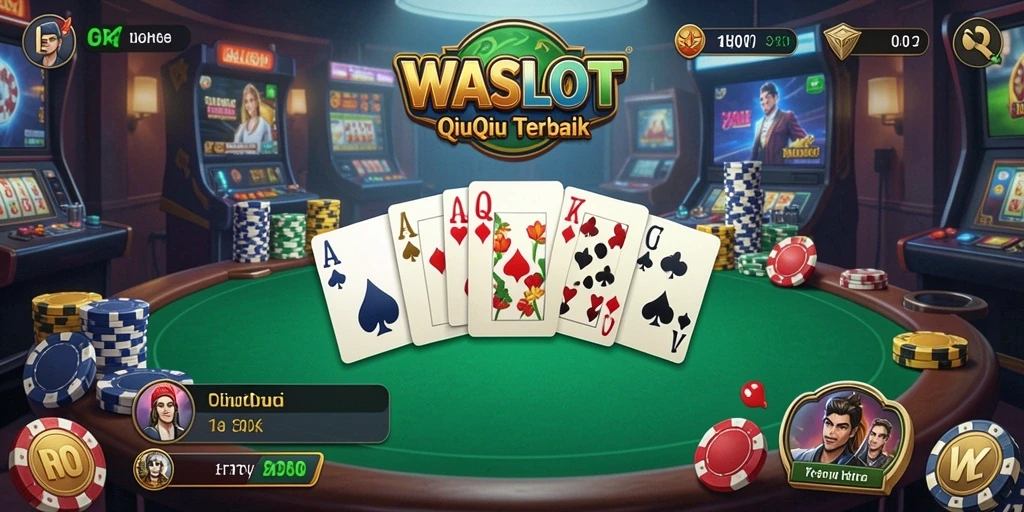 Tangkapan layar utama WASLOT menampilkan aksi seru gameplay QiuQiu.