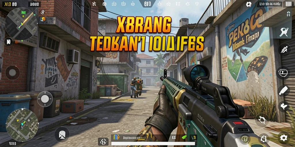 Tangkapan layar gameplay X88 dengan pertempuran intens FPS.
